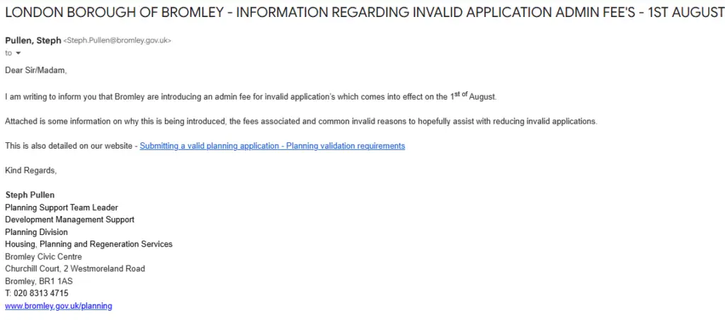Bromley Council Admin Fee